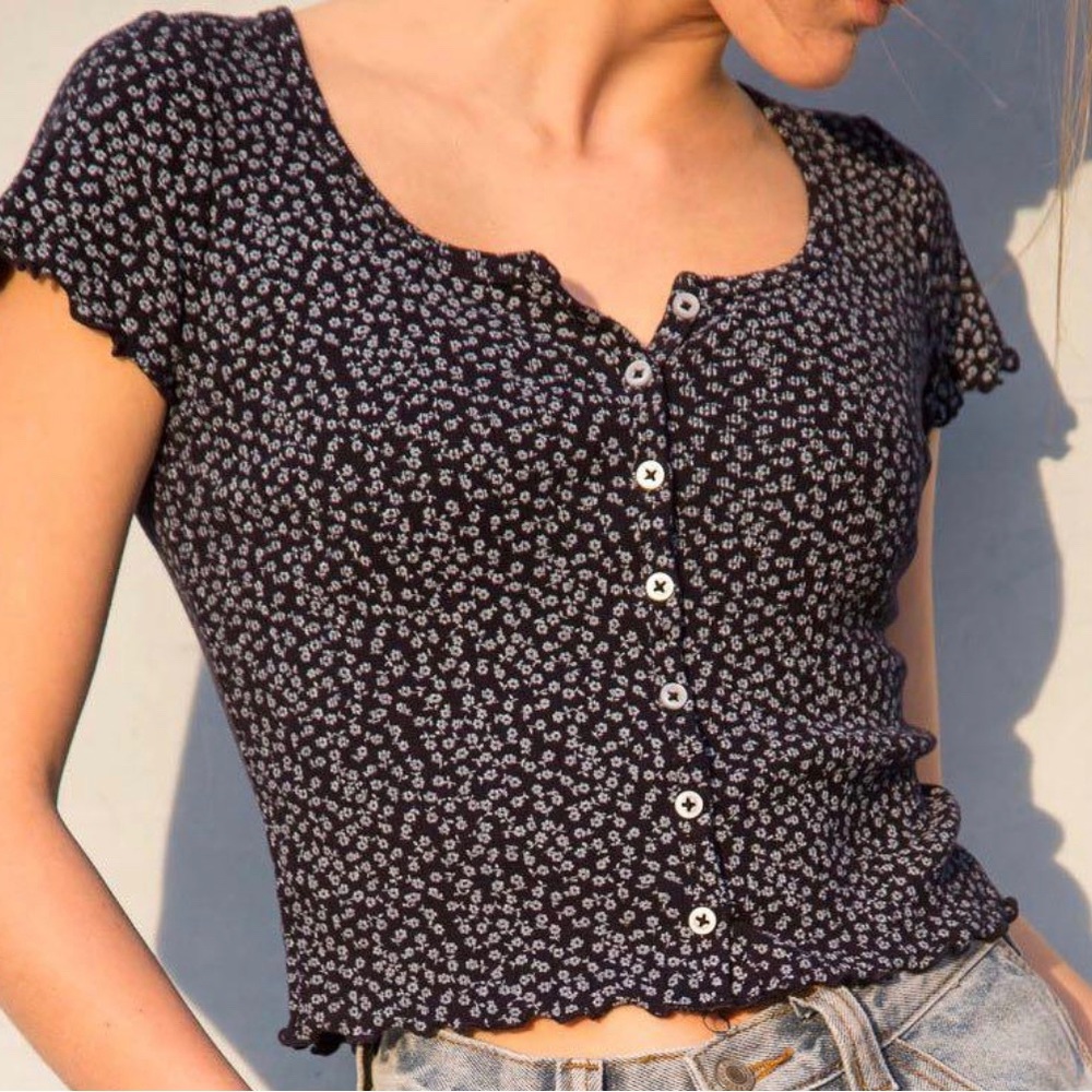 Brandy Melville Zelly Navy Floral Top